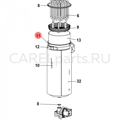 URKB100020 Цилиндр стальной CAREL для UR 2-13 кг/ч
